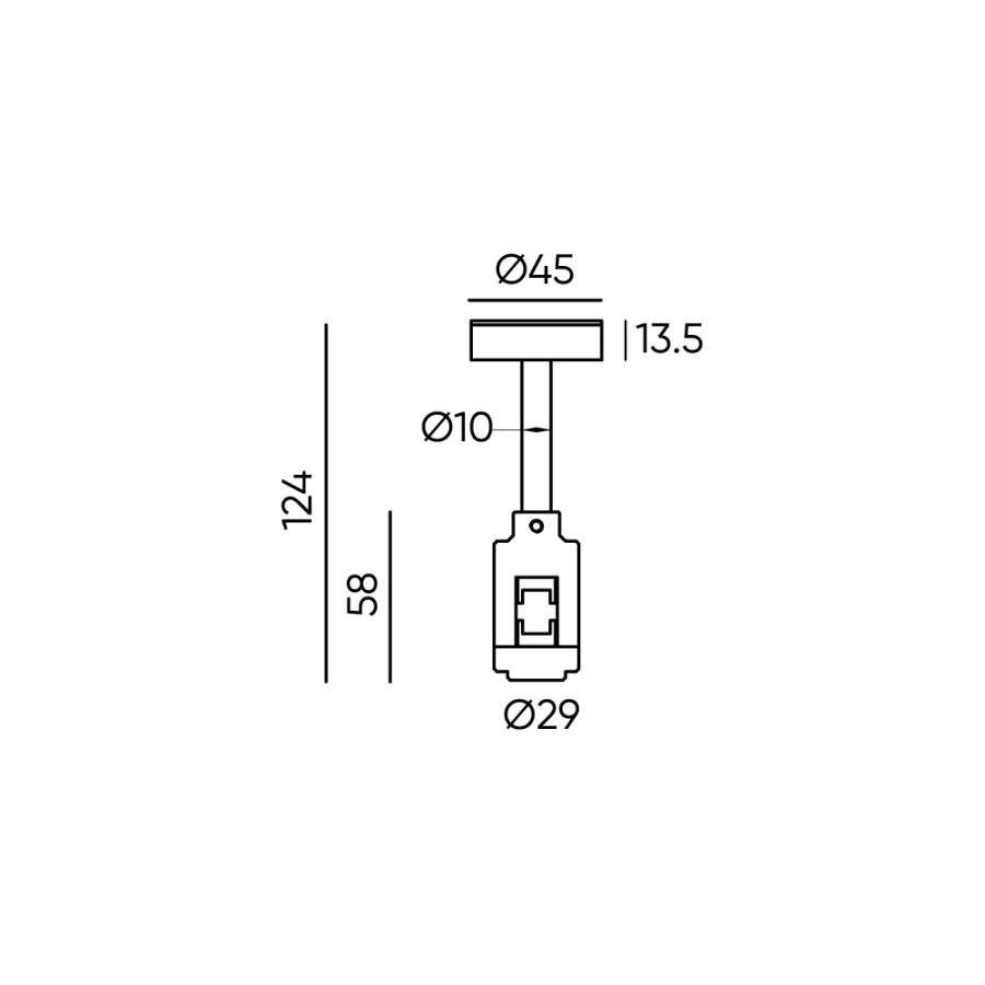Держатель шинопровода накладной Byled серия ECLIPSE 24V 124mm с вводом питания, Черный