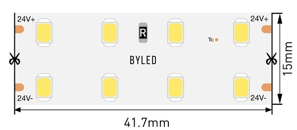 Светодиодная лента Byled LUX SMD2835, 192 LED/m, 20.8W/m, 24V , IP20, Цвет: Нейтральный белый