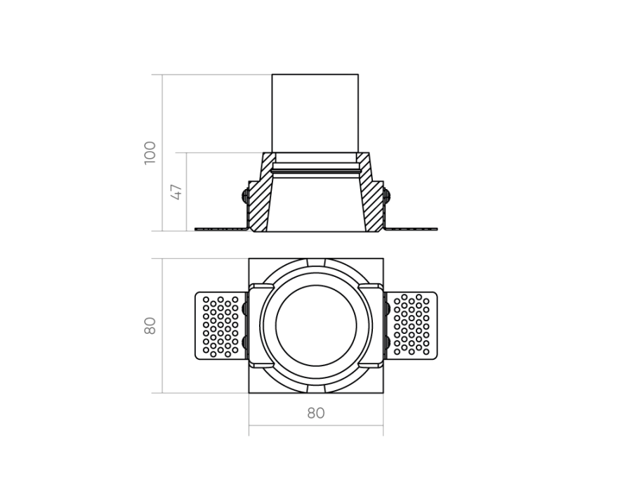 Встраиваемый светильник из гипса Byled серия CUST 8001 (10W, 220V, CRI>90, IP20, Белый корпус, Dali, 60мес., Цвет: Нейтральный белый)