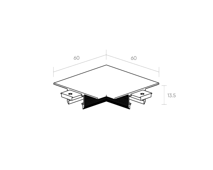 Соеденитель угловой внешний встраиваемый под ГКЛ Byled серия Gravity-MG15 48v, Белый