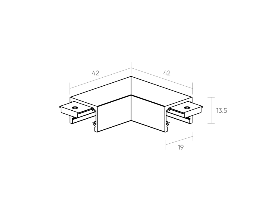 Соеденитель угловой внешний накладной Byled серия Gravity-MG15 48v, Белый