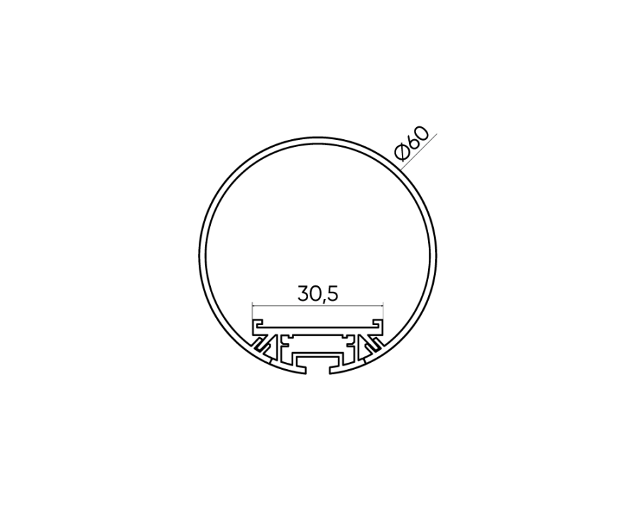 Светодиодный профиль Byled подвесной ф60*3000мм, алюминиевый, анодированный