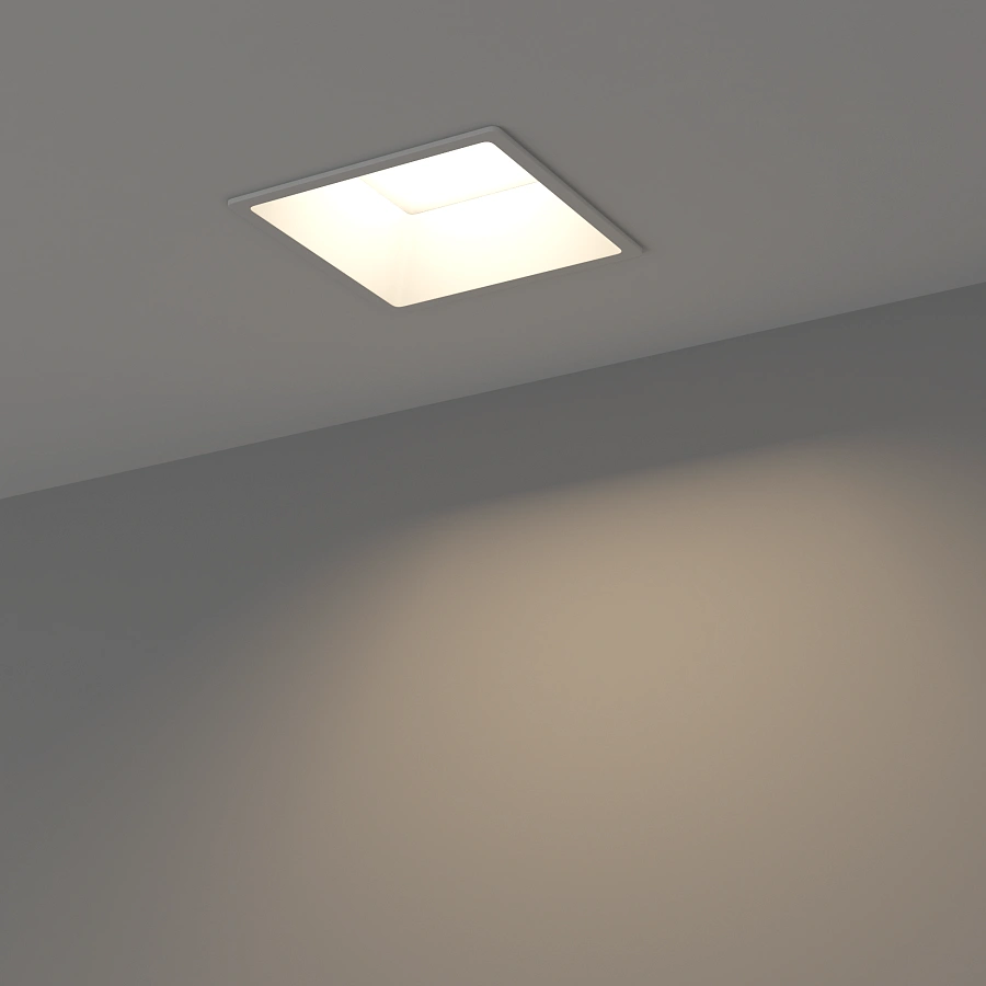 Светильник Byled серия Crater (9W, 220V, CRI>90, Белый корпус, Квадрат, Цвет: Теплый белый)