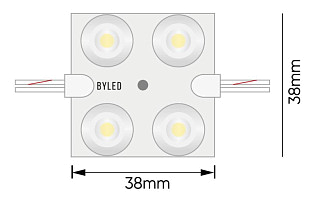 Светодиодный линзованный модуль Byled SMD2835, 2W, 175°, 12V, Цвет: Холодный белый 9000К