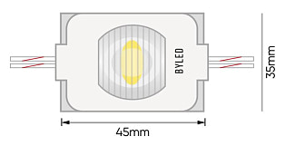 Светодиодный торцевой модуль Byled SMD2835, 1.5W, 15*45°, 12V, Цвет: Теплый Белый 3000К