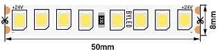 Лента светодиодная Byled PRO 2835, 160 LED/м, 14,4 Вт/м, 24В , IP20, Цвет: Теплый белый