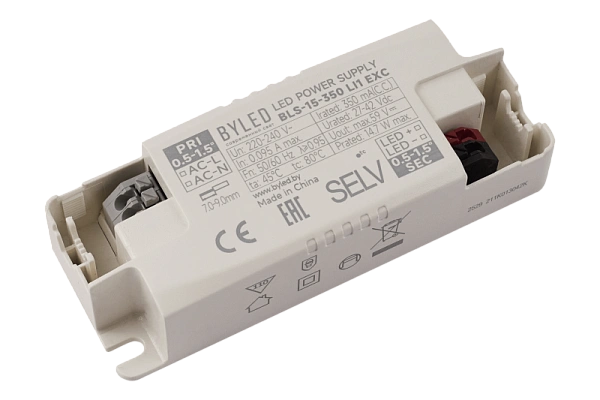 Блок питания Byled серия BLS (15W, 0.35A, 7-42V, IP20, PF>0.95, 60мес.)
