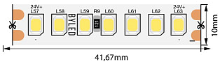 Лента светодиодная Byled PRO 2835, 168 LED/м, 17 Вт/м, 24В , IP20, Цвет: Теплый белый