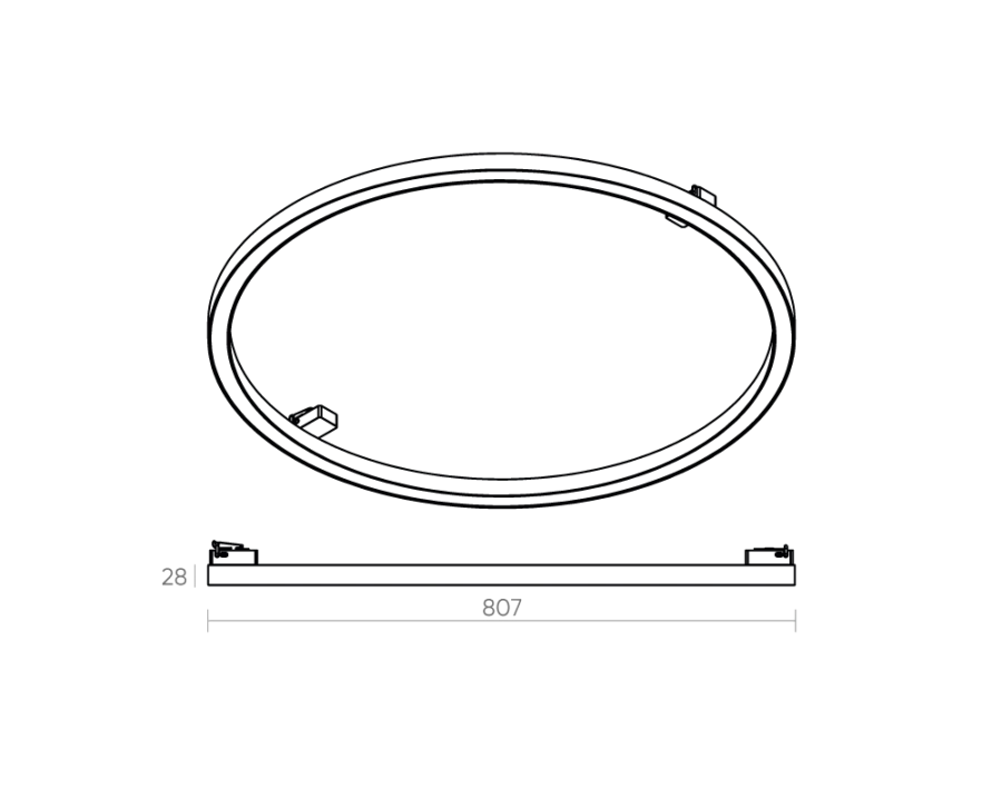 Трековый светильник Byled серия ROPE-RN 45W, 24V, CRI>90, Ф807*28mm, 110гр., Цвет: Теплый белый