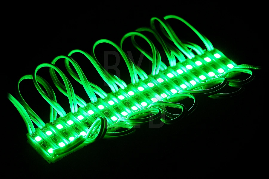 Светодиодный модуль Byled SMD2835, 0.4W, 120°, 12V, Цвет: Зеленый Светодиодный модуль Byled SMD2835, 0.4W, 120°, 12V, Цвет: Зеленый