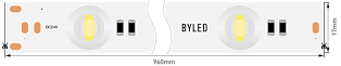 Светодиодная линейка Byled LUX серия LL SMD2835, 12LED, 8W, 24V, IP20, CRI>90, 60мес., Цвет: Теплый белый 3000K