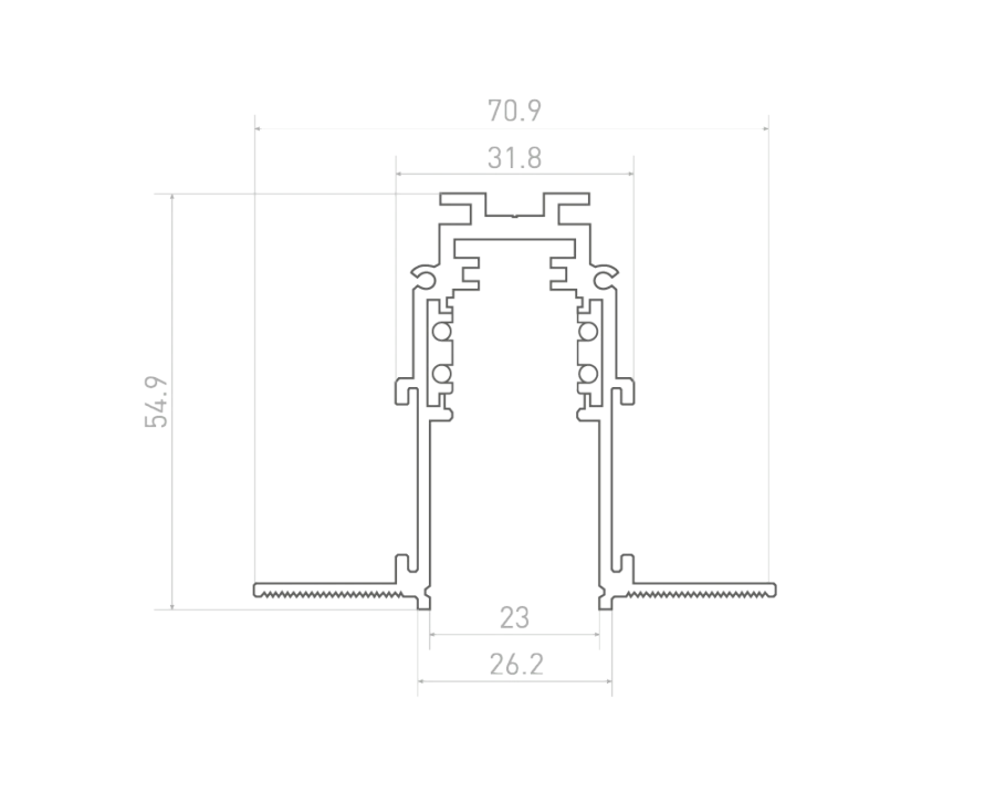 Магнитный трек встраиваемый в стену под шпаклевку Byled серия Gravity 48v, 3000mm Магнитный трек встраиваемый в стену под шпаклевку Byled серия Gravity 48v, 3000mm