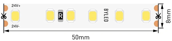 Светодиодная лента Byled LUX SMD2835, 120 LED/m, 7W/m, 24V , IP20, Цвет: Нейтральный белый