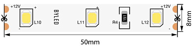 Лента светодиодная Byled Standart 2835, 60 LED/м, 4.8 Вт/м, 12В , IP20, Цвет: Холодный белый