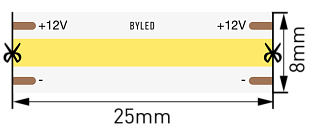 Светодиодная лента Byled Standart COB CSP Led, 320 LED/m, 5W/m, 12V , IP20, 24мес., Цвет: Нейтральный белый 4000K