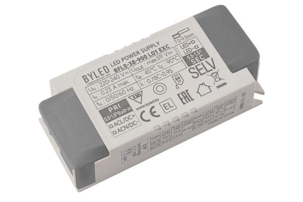 Блок питания Byled серия BFLS (38W, 0.75-0.9A, 9-42V, IP20, PF>0.95, 60мес.)
