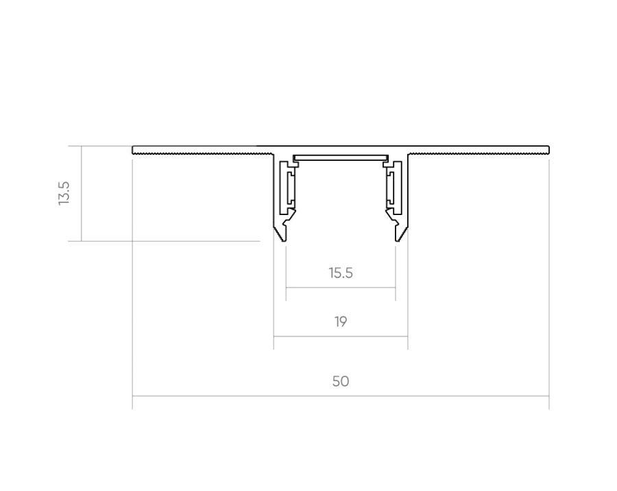 Магнитный трек встраиваемый под ГКЛ Byled серия Gravity-MG15 48v, Белый, 2000mm